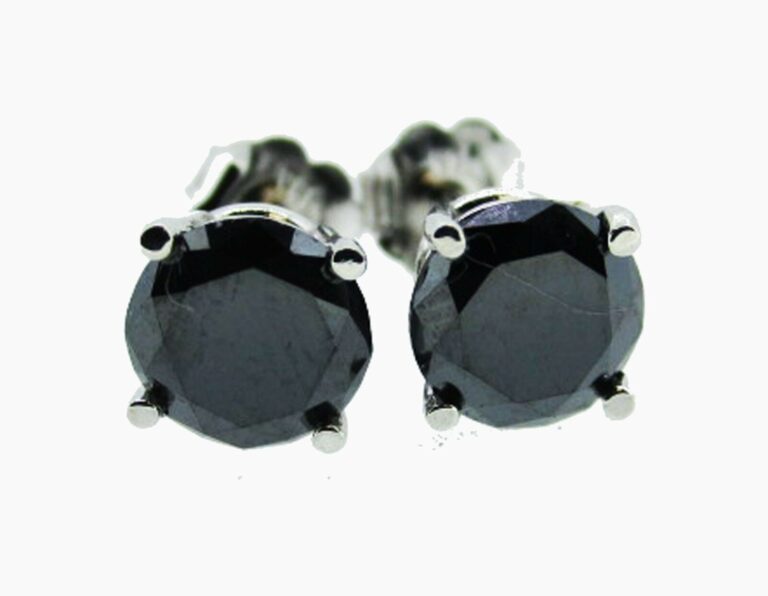 200-Carat-Black-Diamond-Stud-Earrings-14k-White-Gold-Screw-Back-High-Quality-322363177309