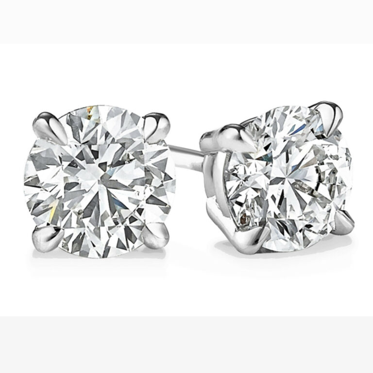 91-Carat-Diamond-Stud-Earrings-Round-Cut-D-Color-Si1-Clarity-14K-White-Gold-322085525559