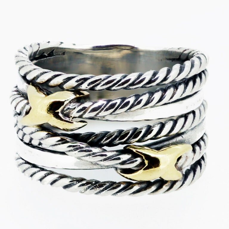 David-Yurman-Ring-Two-Row-X-Collection-Silver-And-18k-Gold-222560735345