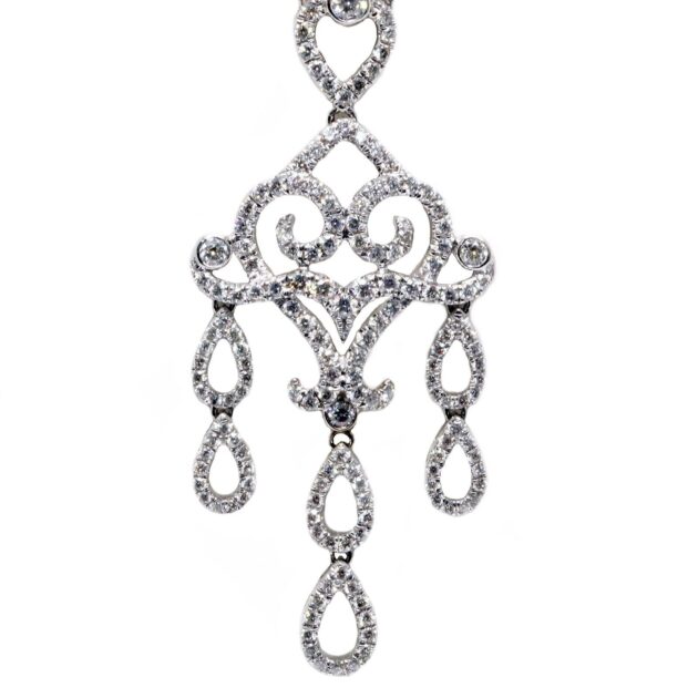 Chandelier Diamond Necklace Pendant 14k White Gold